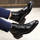 Bxxy's Men's Height Increasing Semi-Formal Cow Boy Ankle Zipper Lace-Up Brogue Boots