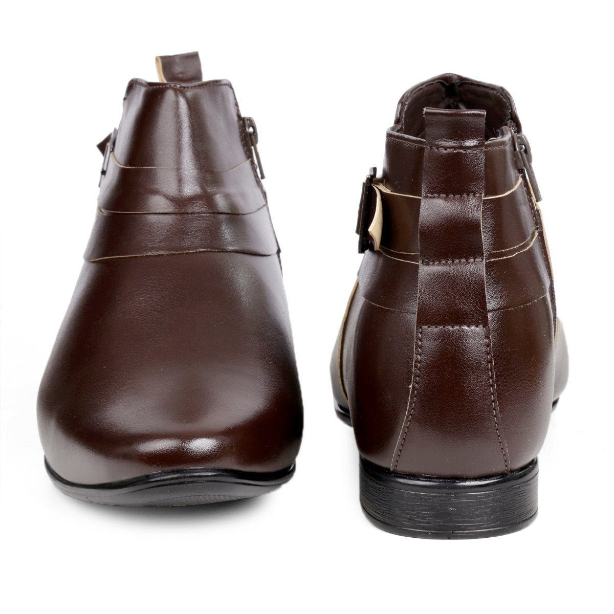 BXXY 3.5 Inch Height Increasing Formal and Casual Pu Leather Derby Boots for All Ocassions