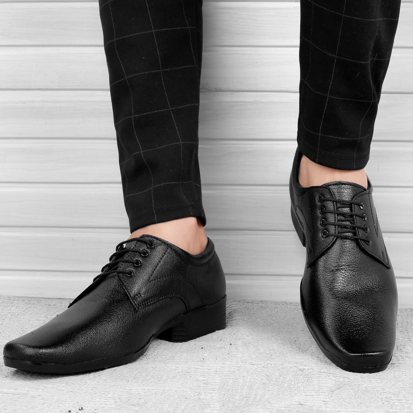Men/s Formal Derby Faux Upper Office Wear Lace Up Black Shoes