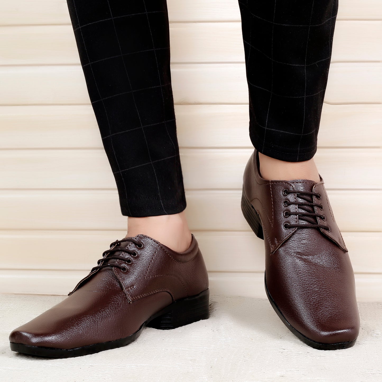 Men/s Formal Derby Faux Upper Office Wear Lace Up Black Shoes