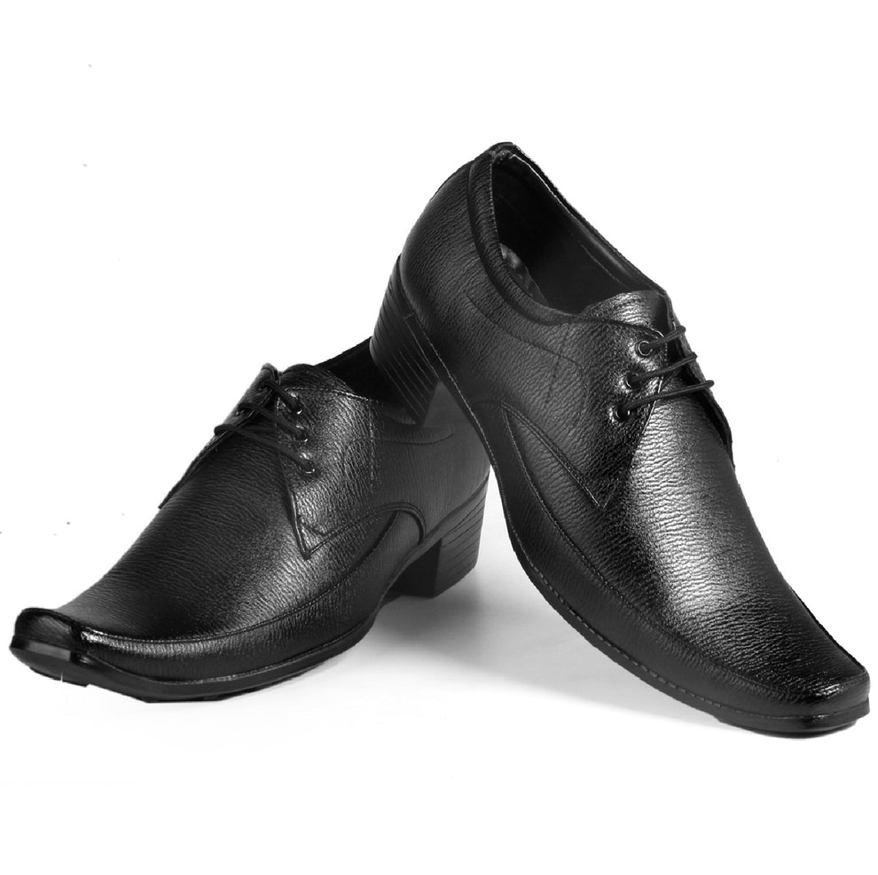 Men/s Height Increasing Faux Upper Formal Derby Black LaceUp Shoes BxxyShoes