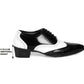 Men's Height Increasing Black and White Faux Leather Mafia Oxford Brogue Lace-Up Shoes