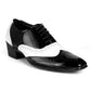 Men/s Height Increasing Faux Upper Black N White Mafia Oxford Brogue Lace-Up Shoes