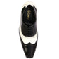 Men/s Height Increasing Faux Upper Black N White Mafia Oxford Brogue Lace-Up Shoes