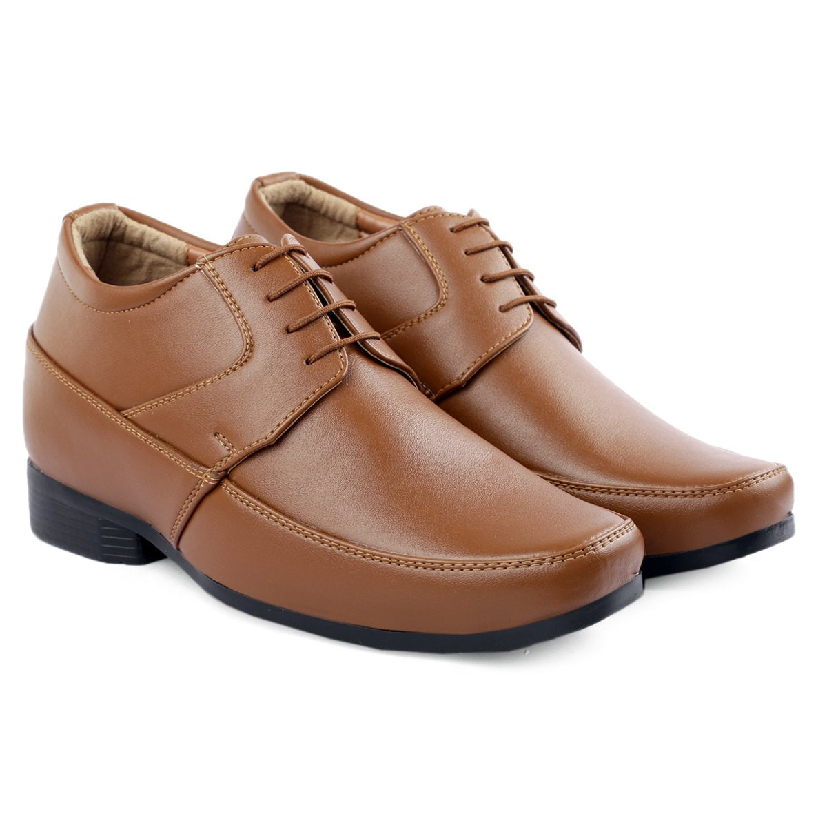 BXXY 9 cm (3.5 Inch) Hidden Height Increasing Dress and Derby Lace-Up Formal Faux Leather Shoes for Men
