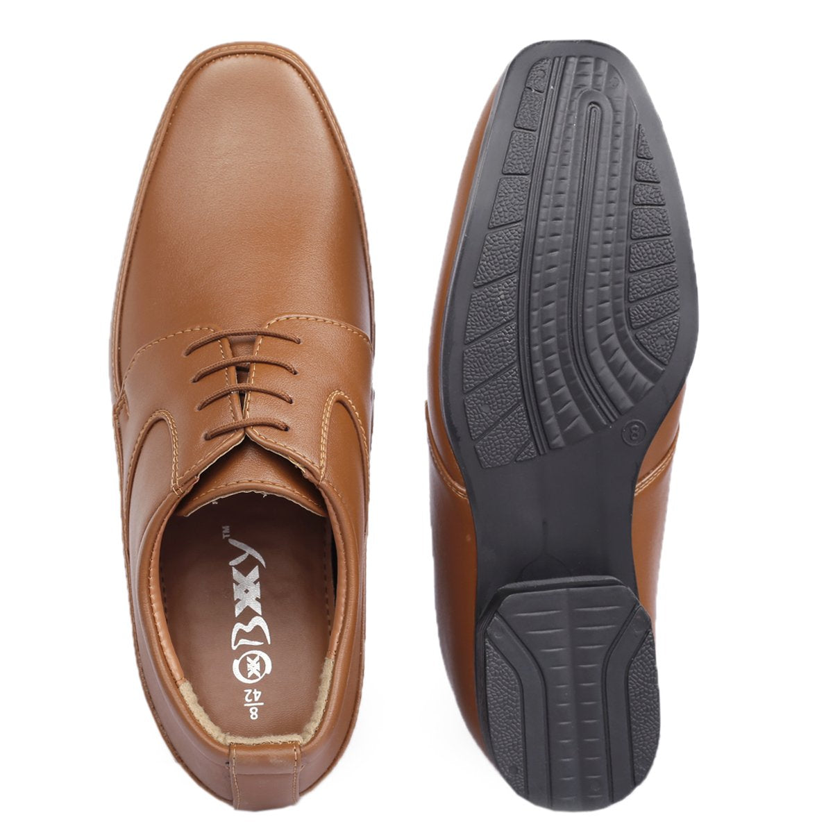 BXXY 9 cm (3.5 Inch) Hidden Height Increasing Dress and Derby Lace-Up Formal Faux Leather Shoes for Men