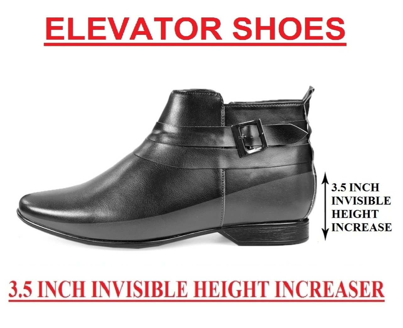 BXXY 3.5 Inch Height Increasing Formal and Casual Pu Leather Derby Boots for All Ocassions