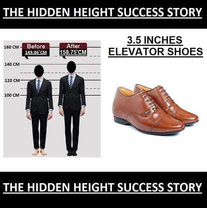 BXXY Men's 9 cm (3.5 Inch) Hidden Height Increasing Casual Oxford Lace-Up Shoes