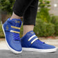 Men/s Faux Leather Casual Sneakers With Lace And Strap Boots