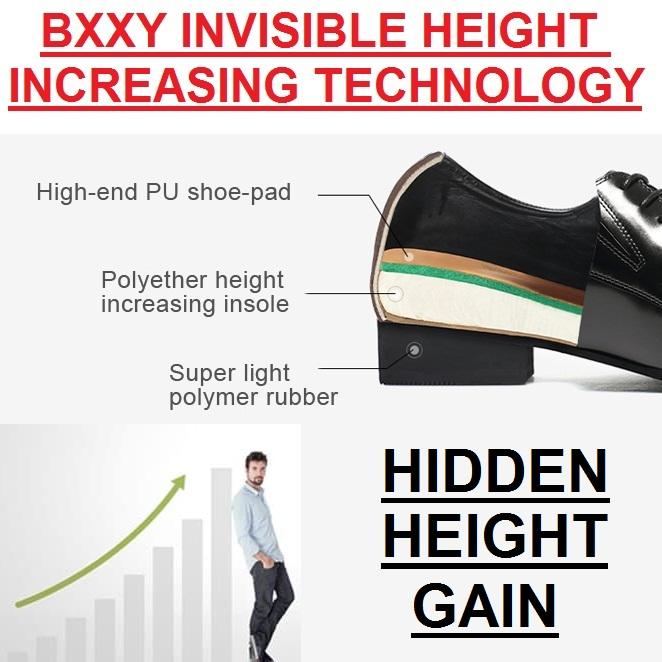 BXXY 9 cm (3.5 Inch) Hidden Height Increasing Dress Slip-on Formal Faux Leather Shoes for Men