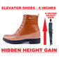 Bxxy's 4 inches Hidden Height Increasing Crocodile Textured Vegan Leather Lace-up Ankle Boots for Men