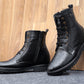Bxxy's 4 inches Hidden Height Increasing Crocodile Textured Vegan Leather Lace-up Ankle Boots for Men