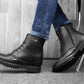 Bxxy's 4 inches Hidden Height Increasing Crocodile Textured Vegan Leather Lace-up Ankle Boots for Men