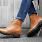 Bxxy's 4 inches Hidden Height Increasing Crocodile Textured Vegan Leather Lace-up Ankle Boots for Men