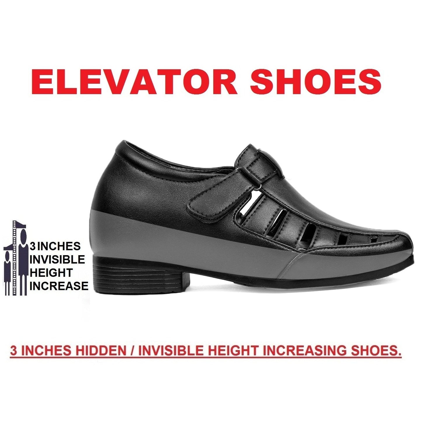 Men's All New 3 Inch Hidden Height Increasing Office Wear Elevator Roman Sandals