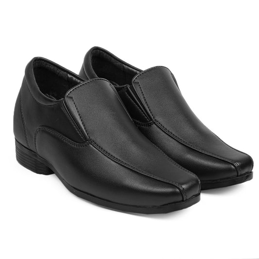 BXXY Men's Hidden Height Increasing Faux Leather Formal Moccasin Slip-on Elevator Shoes