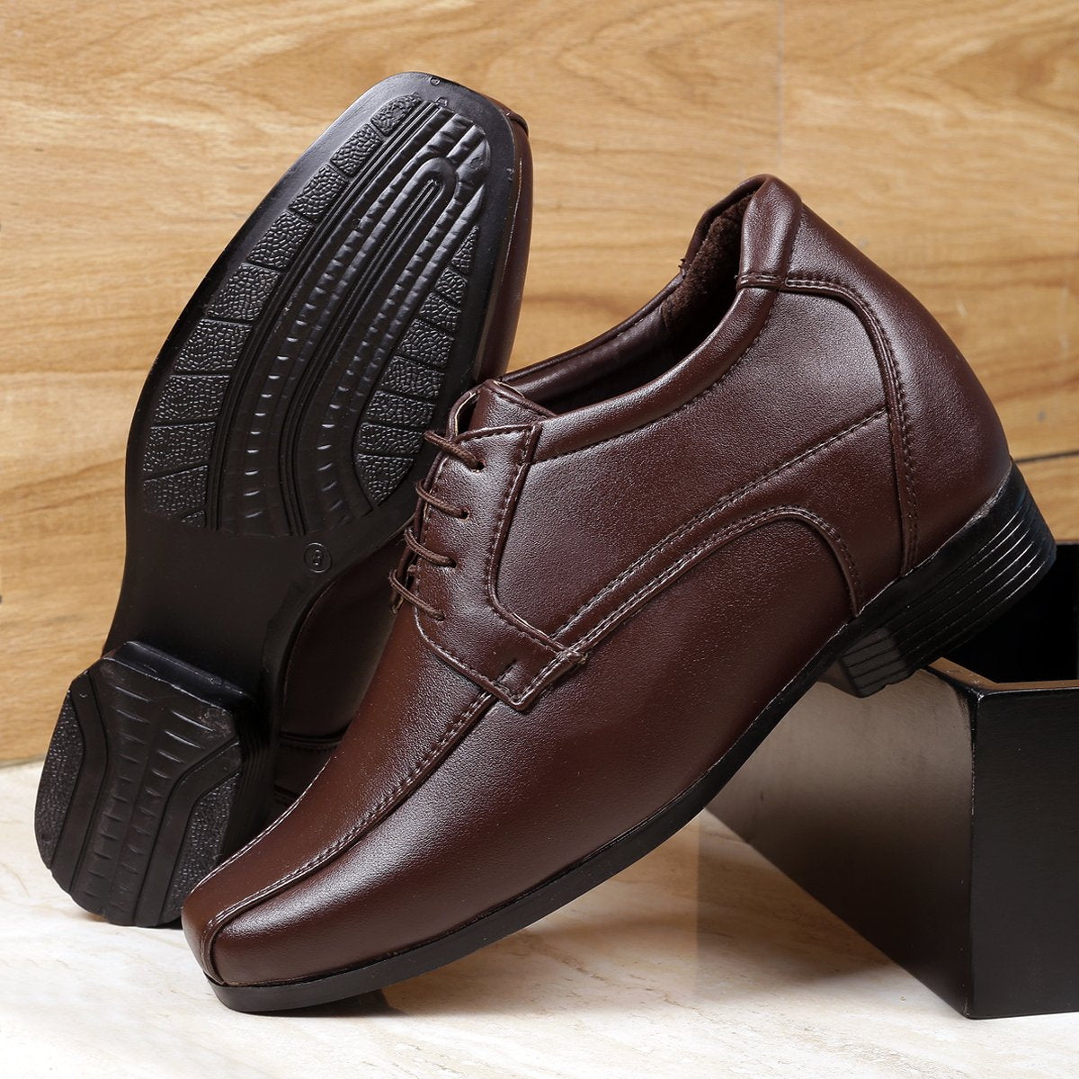 Bxxy's Faux Leather Partywear Lace-up Formal Shoes for Men