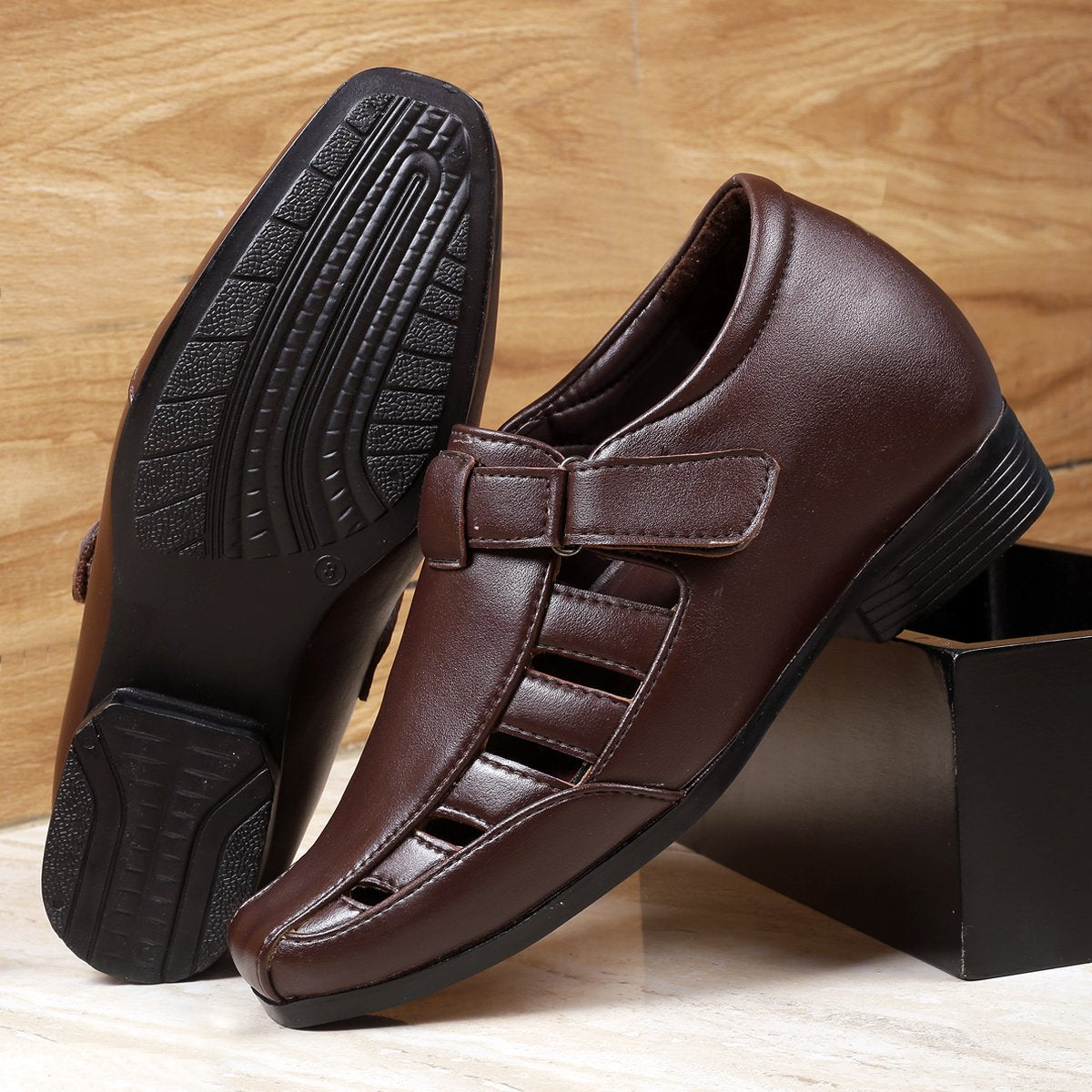 Men's All New 3 Inch Hidden Height Increasing Office Wear Elevator Roman Sandals