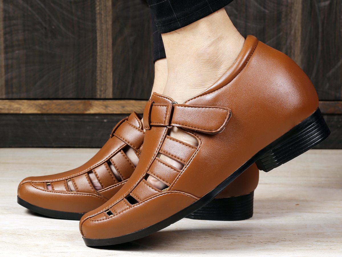 Men's All New 3 Inch Hidden Height Increasing Office Wear Elevator Roman Sandals