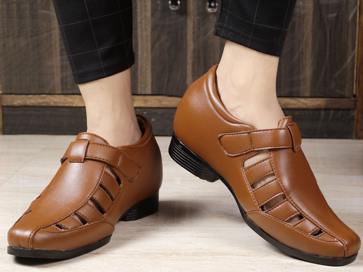 Men's All New 3 Inch Hidden Height Increasing Office Wear Elevator Roman Sandals