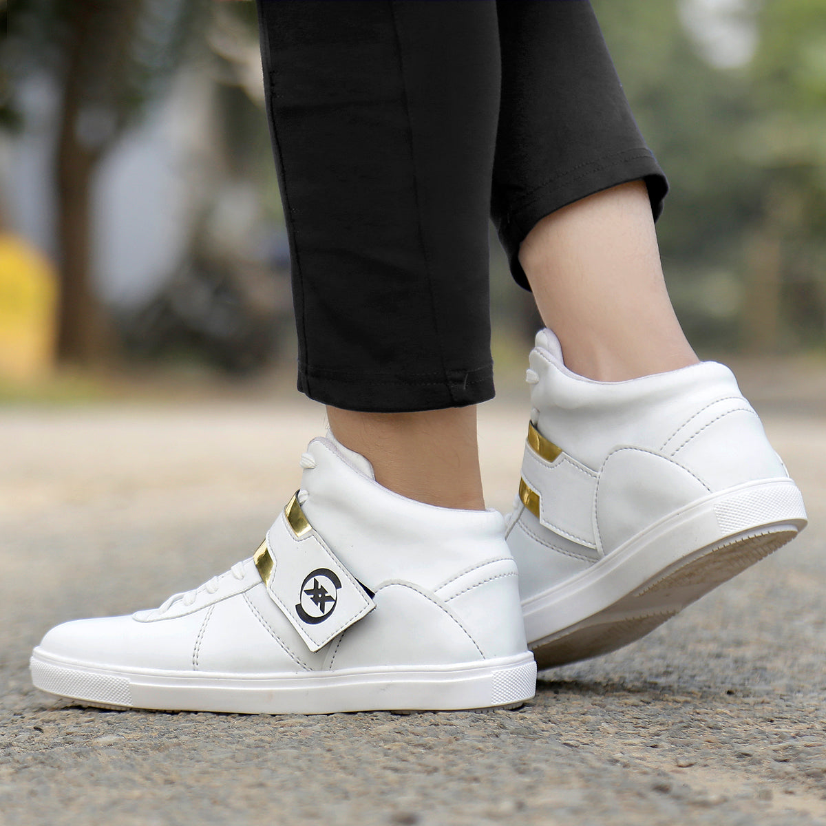 Men/s Faux Leather Casual Sneakers With Lace And Strap Boots
