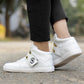 Men/s Faux Leather Casual Sneakers With Lace And Strap Boots