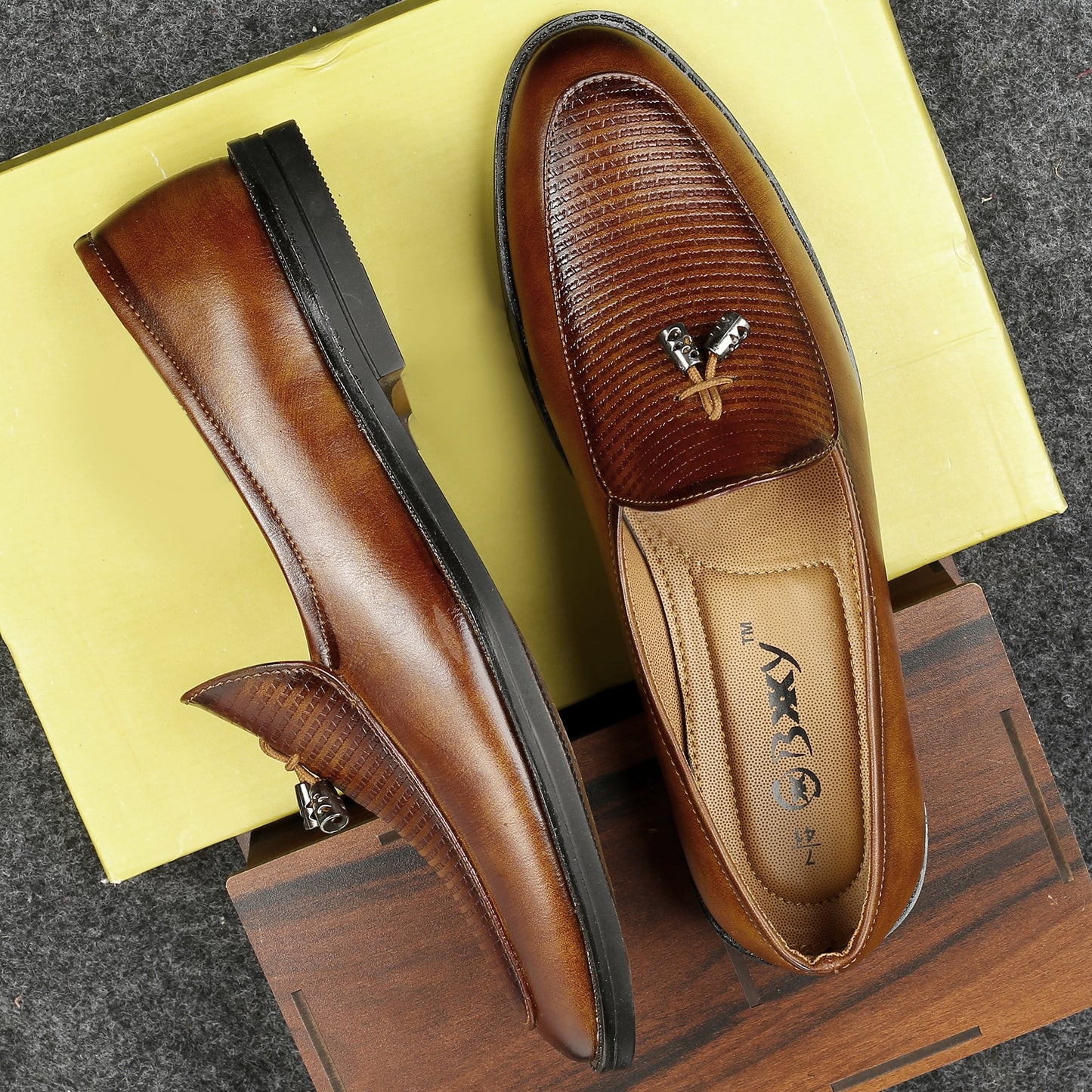 BXXY Men's Stylish Formal Faux Leather Mocassins Slip-On Shoes