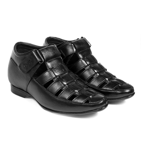 BXXY 3 Inch (7.6 cm) Height Increasing Casual Leather Roman Sandals for All Occasions (Instant 3 Inches Hidden Height Gainer)
