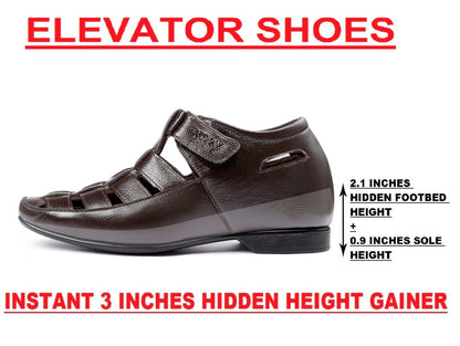 BXXY 3 Inch (7.6 cm) Height Increasing Casual Roman Sandals for All Occasions (Instant 3 Inches Hidden Height Gainer)