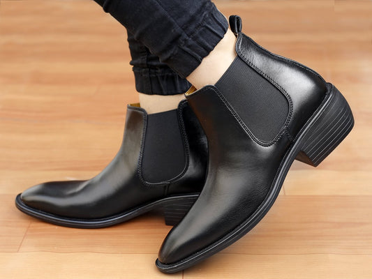 Men's Stylish Hidden Height Formal and Casual Wear British Chelsea Ankle Boots