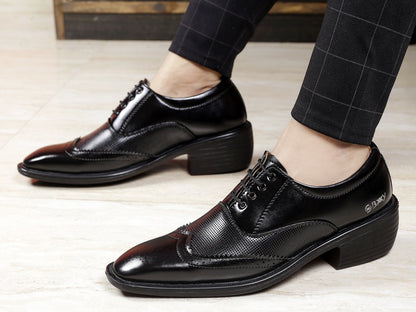 Men's Stylish Full Brogue Height Increasing Lace-up Shoes