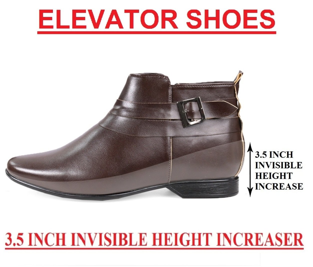 BXXY 3.5 Inch Height Increasing Formal and Casual Pu Leather Derby Boots for All Ocassions