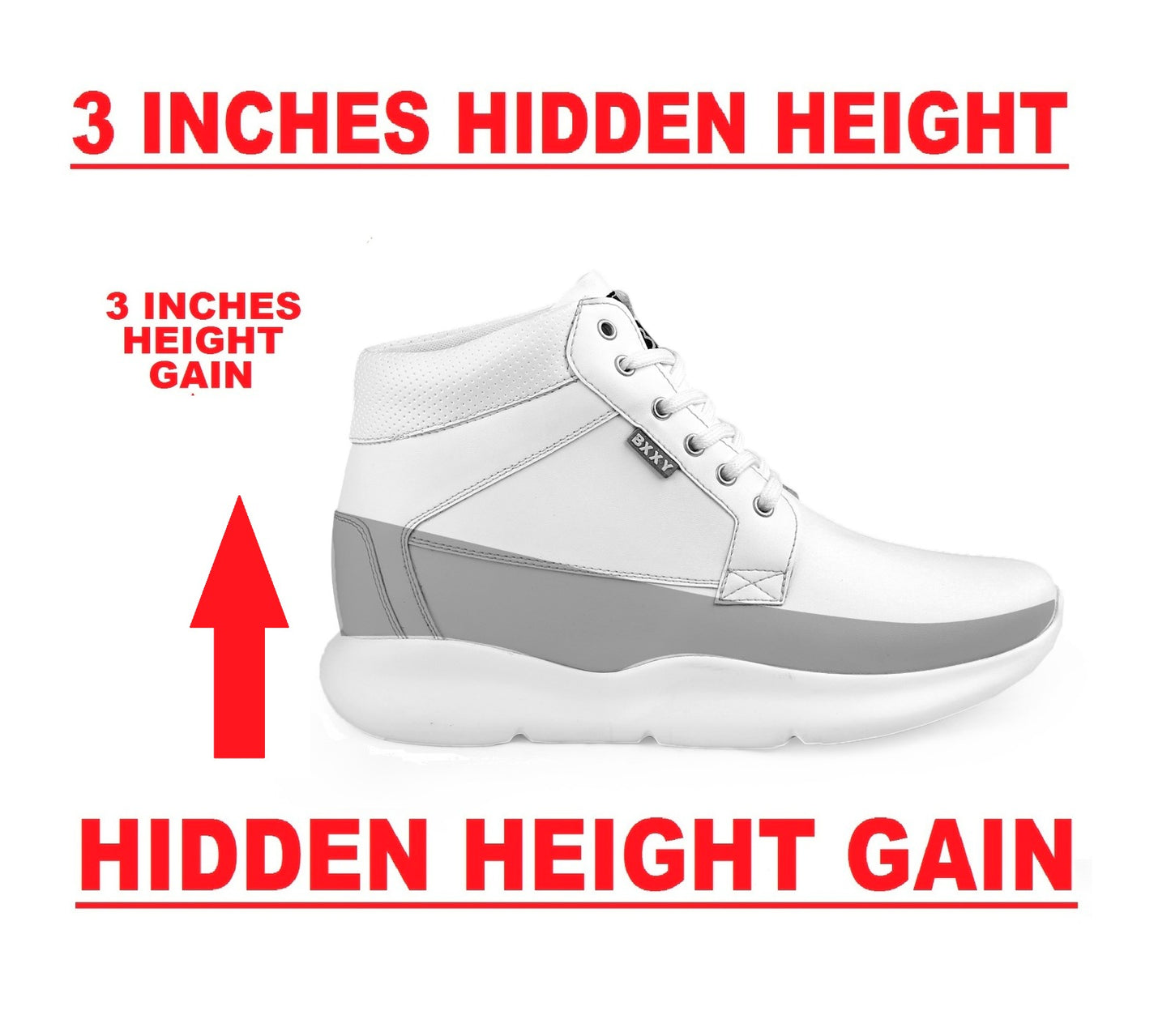 Bxxy's Men 3 Inch Hidden Height Increasing/Elevator Casual Lace-up Outdoor Sneaker Boot