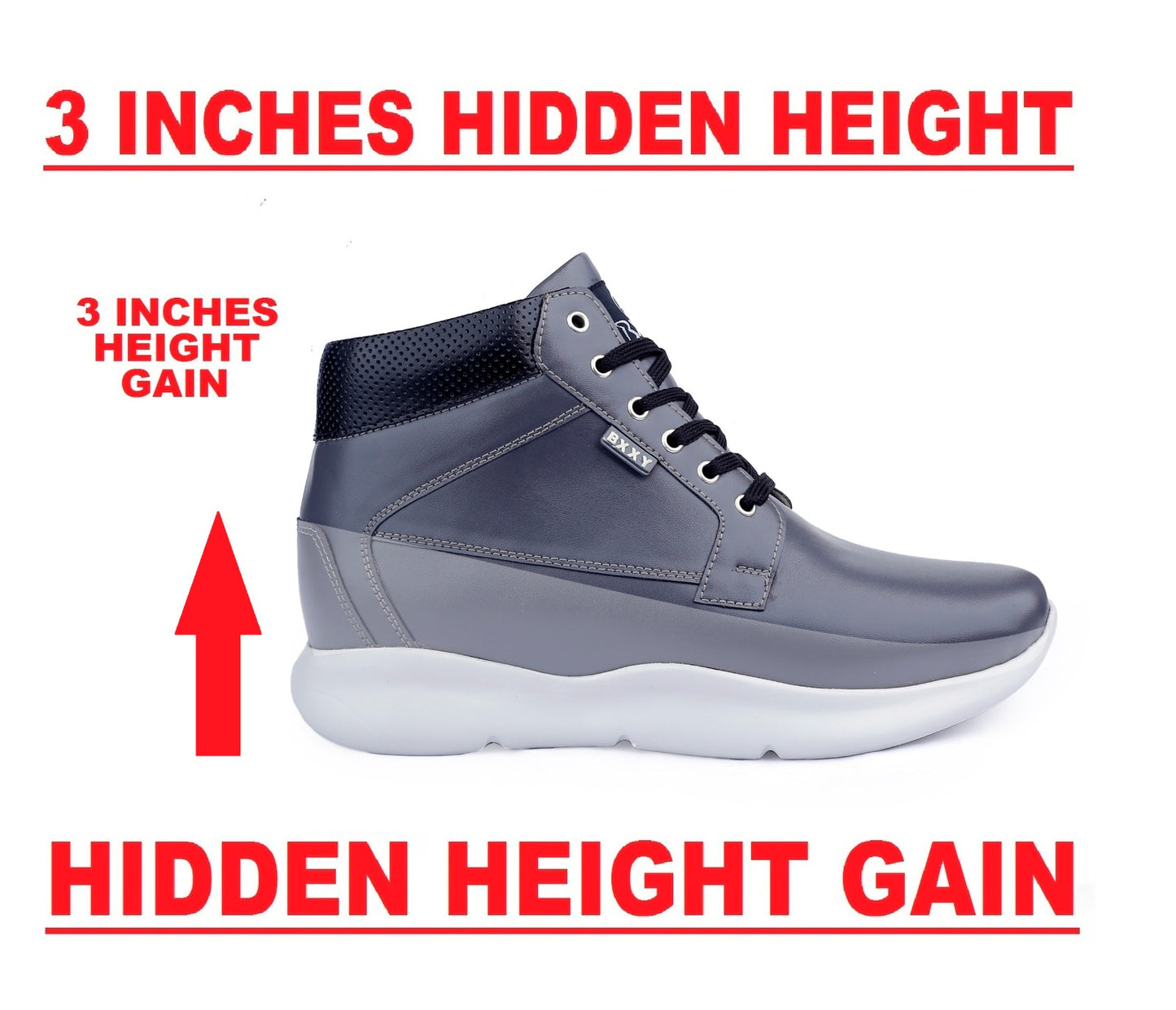 Bxxy's Men 3 Inch Hidden Height Increasing/Elevator Casual Lace-up Outdoor Sneaker Boot