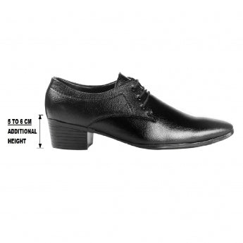 Men/s Height Increasing Derby Faux Upper Formal Wear Black Lace Up Shoes