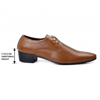 Men/s Height Increasing Derby Faux Upper Formal Wear Black Lace Up Shoes